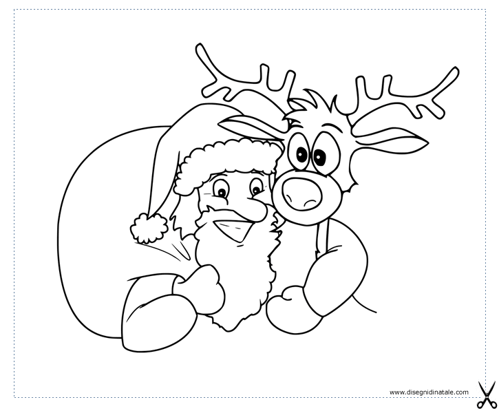 Disegni di Babbo Natale: Babbo Natale con renna