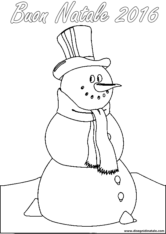 Disegni di Natale: Pupazzo di neve con scritta buon Natale 2016