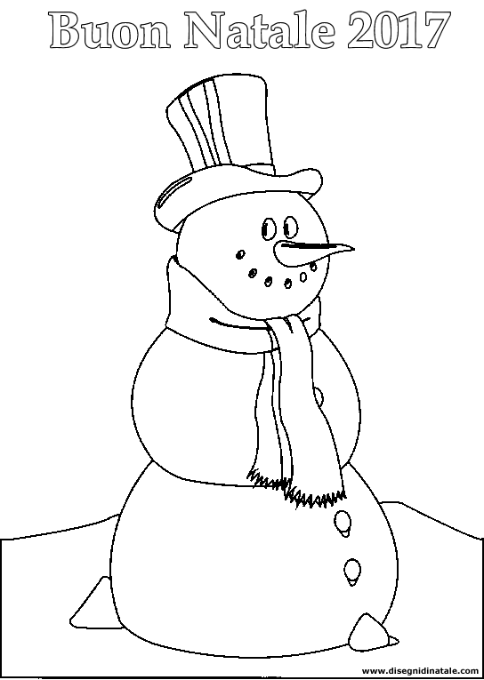 Disegni di Natale: Pupazzo di neve con scritta buon Natale 2017