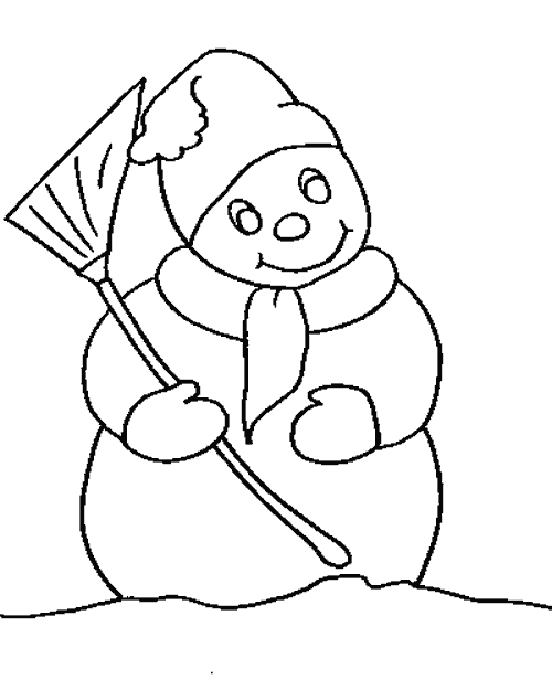 Disegni Pupazzo di neve: Pupazzo di neve con scopa