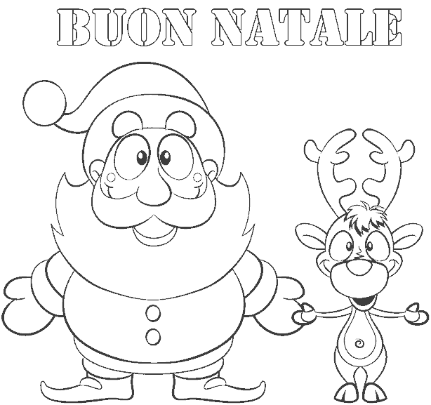 Disegni Renne: Babbo Natale con renna