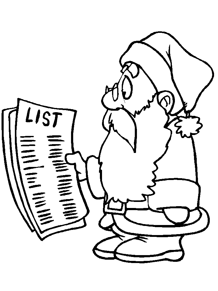 Disegni di Natale: Babbo Natale con lista regali