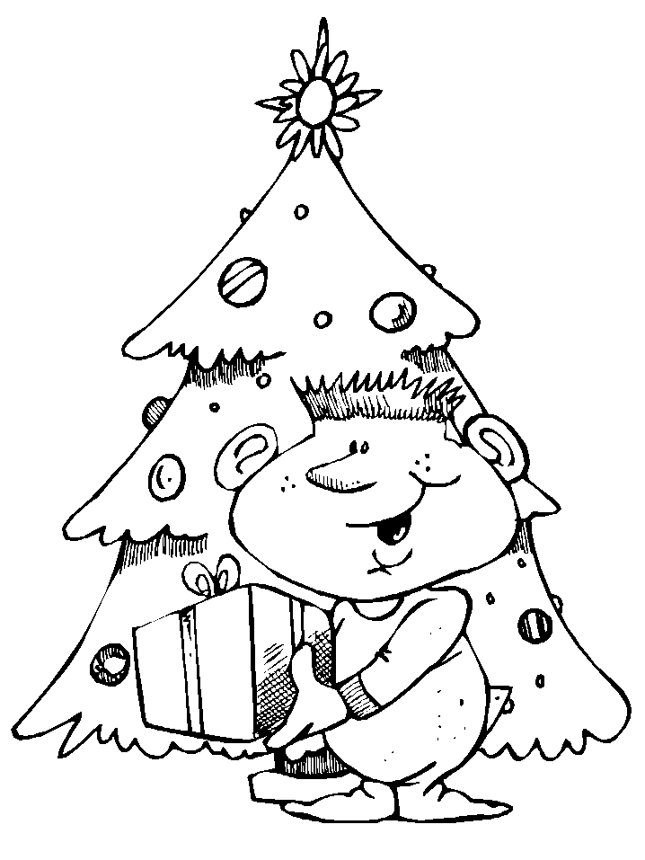 Disegni di Natale: Bambino con regalo di Natale