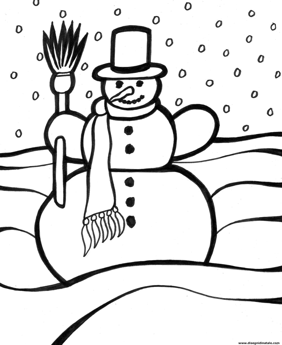 Disegni di Natale: Pupazzo di neve con scopa